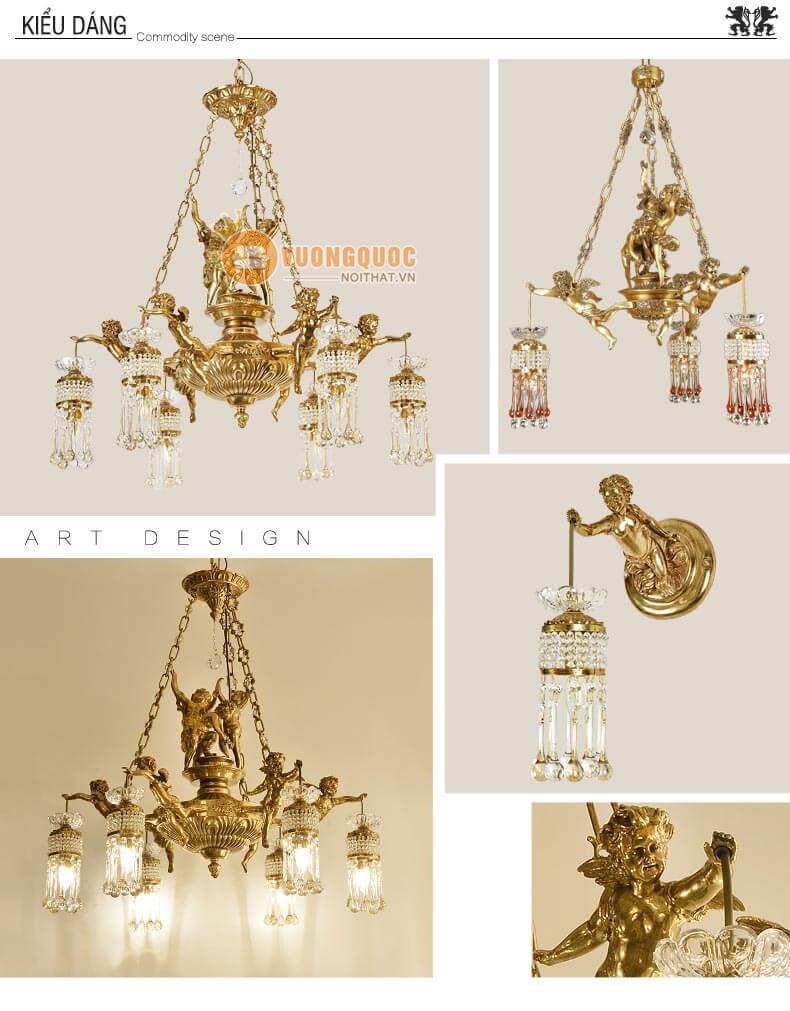 Đèn chùm đồng nghệ thuật cổ điển abr147-4